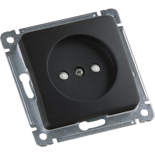 РС16-402-08 Розетка скрытой установки, одноместная, со шторкой, механизм, цвет черный