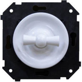 BIRONI Шедель Пластик Белый Выключатель проходной 1-кл (скрытый монтаж)