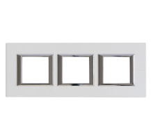 BT Axolute Жемчужное Серебро Рамка 2+2+2 мод прямоугольная (надпись горизонтально).