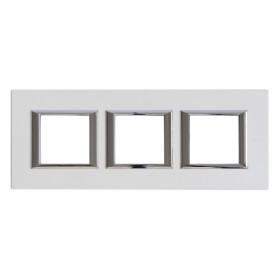 BT Axolute Жемчужное Серебро Рамка 2+2+2 мод прямоугольная (надпись горизонтально).