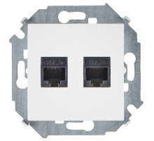 Simon 15 Белая Розетка компьютерная двойная 2xRJ45 кат.5e (AMP)