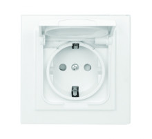 EKF Basic Минск Белый Розетка , с/з, со шторками и крышкой, 16А, IP44, СП.