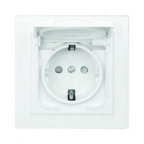 EKF Basic Минск Белый Розетка , с/з, со шторками и крышкой, 16А, IP44, СП.