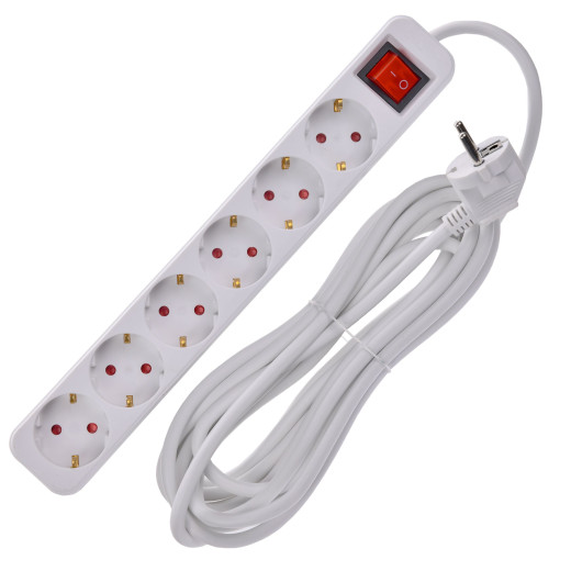 UMA Удлинитель У06К 6 мест 5м 3х1,5мм2 16А бел. IEK