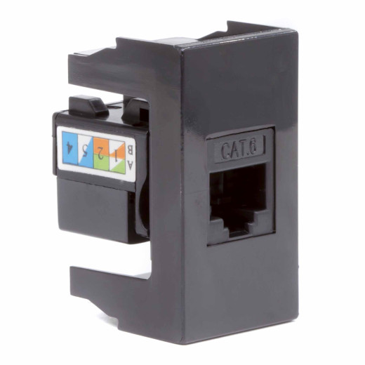 Компьютерная розетка RJ-45, кат. 6, 8P8C, Viva, черная, 1 модуль