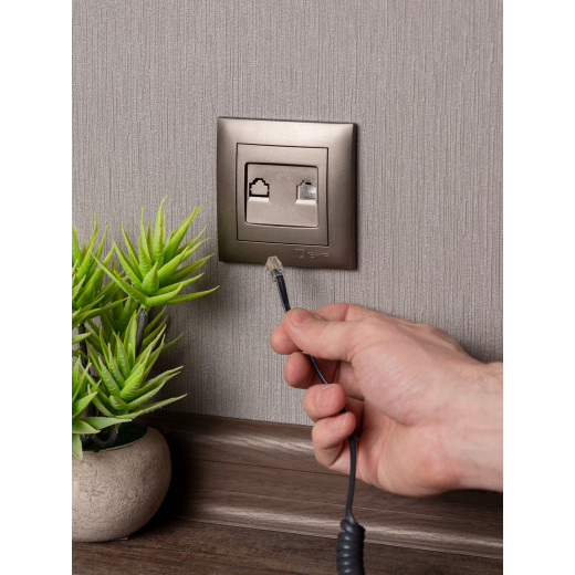 Валенсия лицевая панель розетки Phone 1-местная графит EKF PROxima