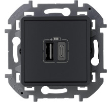 Legrand/Daccord INSPIRIA Антрацит Зарядное устройство с двумя USB-разьемами A-C 240В/5В 3000мА.