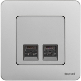 Legrand/Daccord INSPIRIA Алюминий Двойная розетка RJ 45 - категория 6 - UTP.