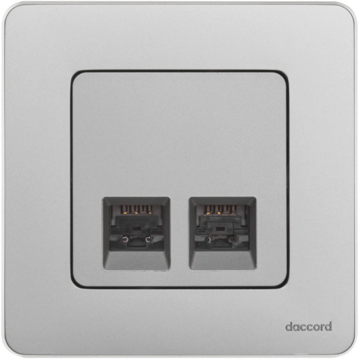 Розетка компьютерная двойная RJ45 категория 6 UTP - Legrand/Daccord Inspiria - алюминий