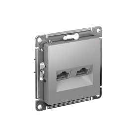 Systeme Electric AtlasDesign АлюминийРозетка двойная комп RJ45+RJ45, кат.6А, механизм