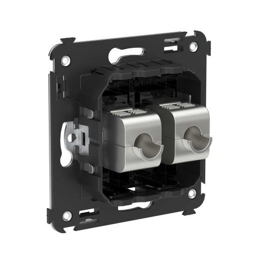 Компьютерная розетка RJ-45 без шторки в стену, кат.5e двойная экранированная, Avanti, черный квадрат