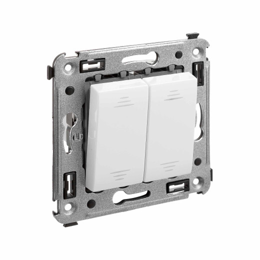 Инвертор двухклавишный в стену, Avanti, белое облако