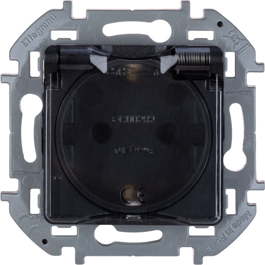 Розетка с заземлением IP44 - Legrand/Daccord Inspiria - со шторками с защитной крышкой 16А 250В винтовые зажимы - антрацит
