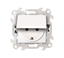 Simon 24 Белая Розетка 2К+3 IP44 с крышкой и защитными шторками Push&Go