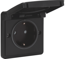 Niko Hydro Черный Розетка со шт, IP55, пруж клеммы