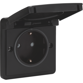 Niko Hydro Черный Розетка со шт, IP55, пруж клеммы