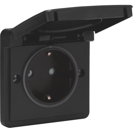 Розетка со шт, IP55, пруж клеммы, черный