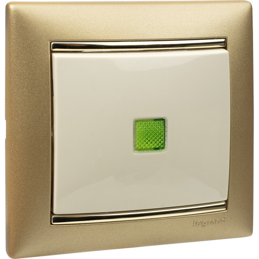Выключатель одноклавишный с подсветкой - Legrand Valena - 10А 250В схема 1L безвинтовые зажимы - слоновая кость