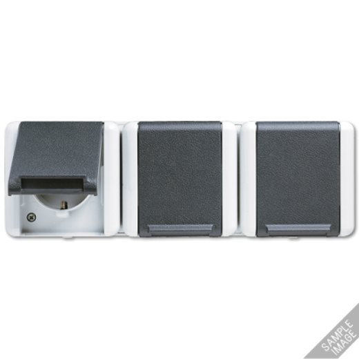 Тройная  горизонтальная SCHUKO-розетка 16A 250V ~, для накладного монтажа IP44