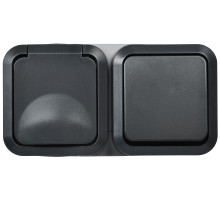 IEK TORS Блок розетка + выключ. гор. 16А IP55 TS142 графит