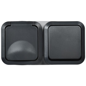 IEK TORS Блок розетка + выключ. гор. 16А IP55 TS142 графит