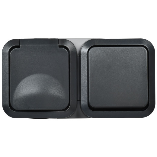 TORS Блок розетка + выключ. гор. 16А IP55 TS142 графит IEK