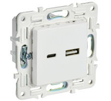 IEK SKANDY Арктический белый Розетка USB A+C 3,1А SK-R14W