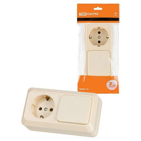 TDM Блок комбинированный выкл. 1-кл. 10А + розетка 2П+З 16А 250В БКВР IP20 сл. кость 