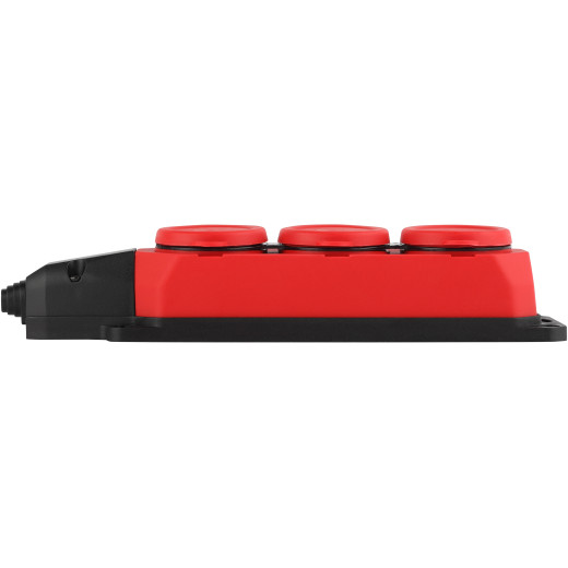 Колодка ЭРА K-3e-RED-IP44 каучуковая с заземлением 3 розетки 16A IP44 красная