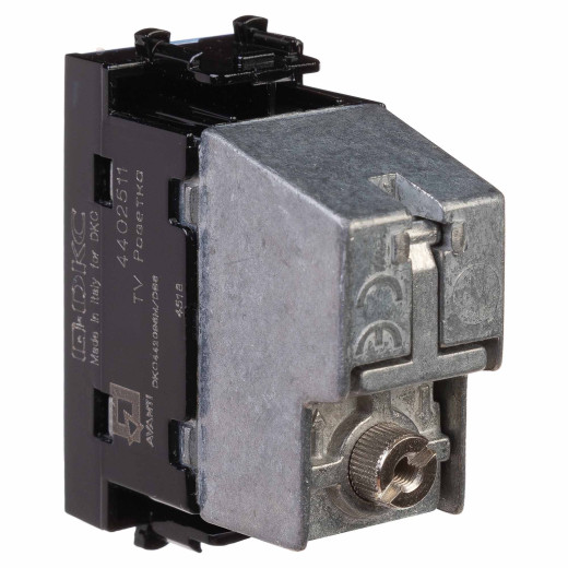 Розетка TV проходная модульная, Avanti, черный квадрат, 1 модуль