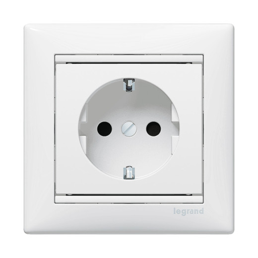 Розетка с заземлением - Legrand Valena - со шторками 16А 250В винтовые зажимы - белый