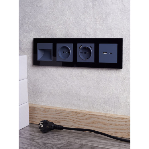 BRITE Рамка 4-мест. РУ-4-2-БрЧ стекло черн. IEK