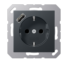 JUNG SCHUKO Матовый антрацит с USB-зарядным устройством, тип А; термопласт