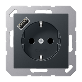 JUNG SCHUKO Матовый антрацит с USB-зарядным устройством, тип А; термопласт