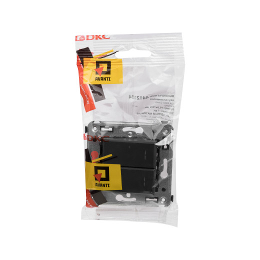 Кнопка двухклавишная в стену, Avanti, черный матовый