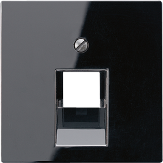 Крышка для одинарных телефонных и компьютерных розеток (UAE), фиксация винтом, дюропласт, черный, A500