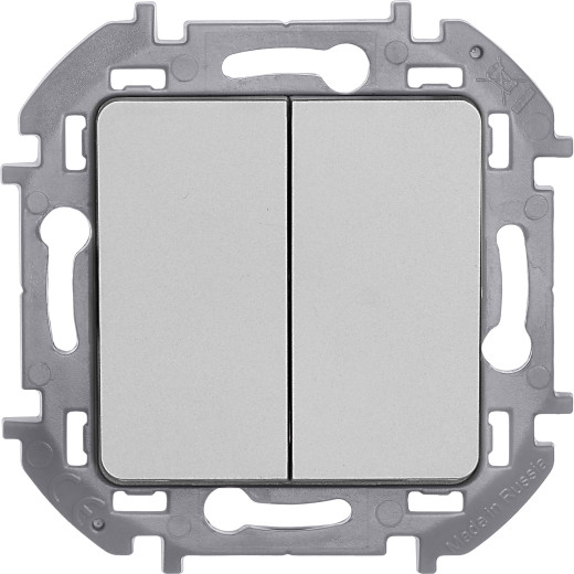 Выключатель двухклавишный - Legrand/Daccord Inspiria - 10АХ 250В безвинтовые зажимы - алюминий