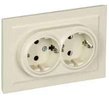 IEK BRITE Бежевый Розетка 2-м с/з без защ штор 16А в сборе РС12-3-БрКр