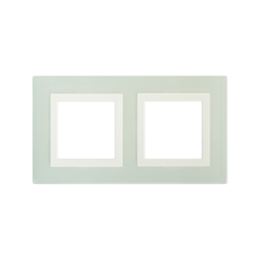 Рамка из натурального стекла 2 поста (4 мод.), Avanti, светло-зеленая