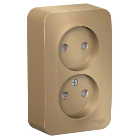 Systeme Electric Blanca наруж Титан Розетка 2-ая б/з со шторками 16А, 250В, изолир. пластина