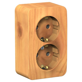 Systeme Electric Blanca наруж Ясень Розетка 2-ая с/з. без шторок 16А, 250В, изолир. пластина