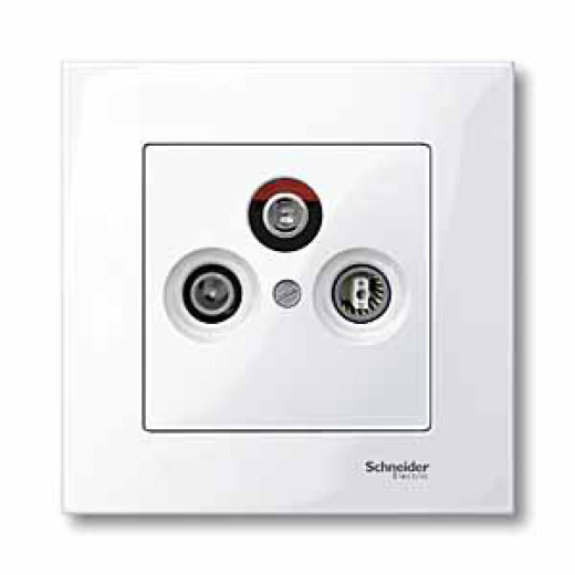 MERTEN ЦЕНТР.ПЛАТА двойной/тройной антенной розетки TV+FM+SAT, ПОЛ.БЕЛЫЙ, SM