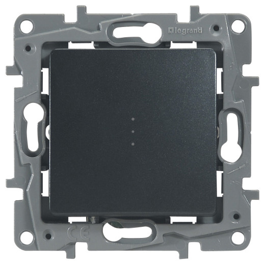 Переключатель одноклавишный с подсветкой/индикацией - Legrand Etika - 10А 250В безвинтовые зажимы - антрацит