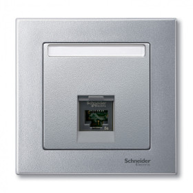 Schneider Electric Merten SM Алюминий Накладка розетки ТЛФ/комп 1-ой прямой