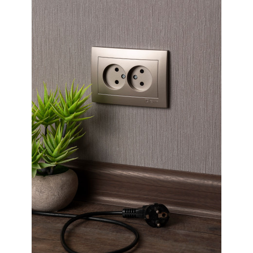 Валенсия лицевая панель розетка 2-местной б/з 10А кашемир с защ. штор. EKF PROxima