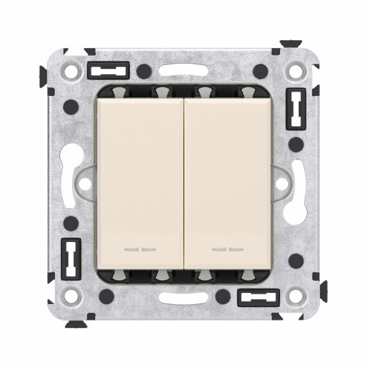 Кнопка двухклавишная в стену, Avanti, ванильная дымка