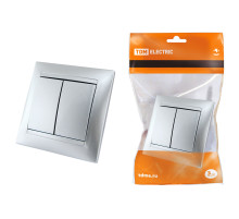 TDM Выключатель 2-х кл. 10А серебр. металлик 