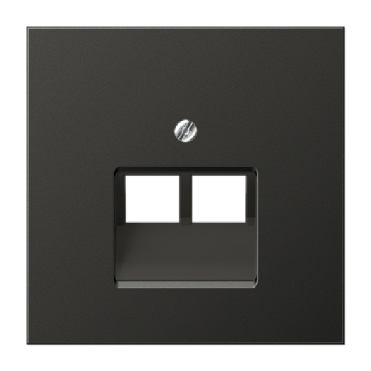 Крышка для двойных телефонных и компьютерных розеток (UAE), фиксация винтом, металл, антрацит, Aluminium