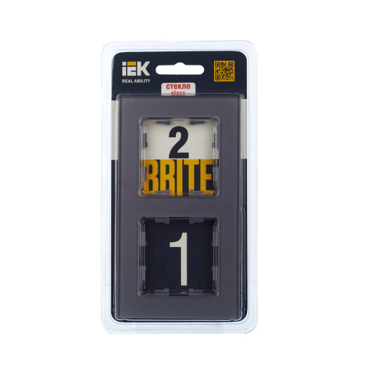 BRITE Рамка 2-мест. РУ-2-2-БрСе стекло сер. IEK