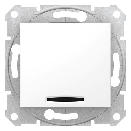 SEDNA ВЫКЛЮЧАТЕЛЬ 1-клавишный с красн. индикац., сх. 1, 10А, 250В, БЕЛЫЙ